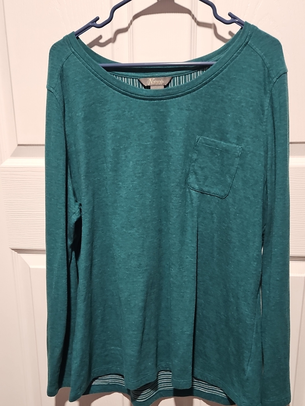 NATURAL LIFE Teal Long-Sleeve Pocket Top 1XL